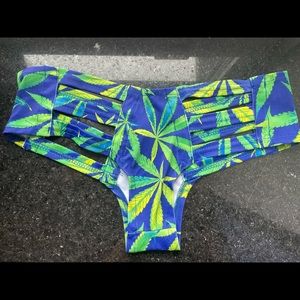IHeartRaves Cannabis Leaf Thong Shorts